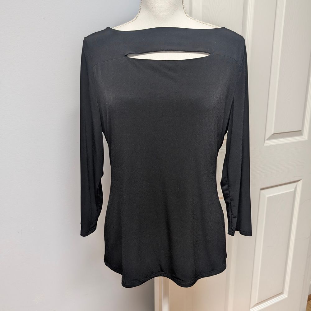 Carmen Marc Valvo Black Cutout Blouse Size L